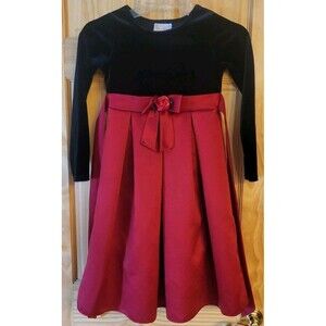Dollie & Me Holiday Party Dress Girls 8 Black & Red Flared Lined Long Sleeve